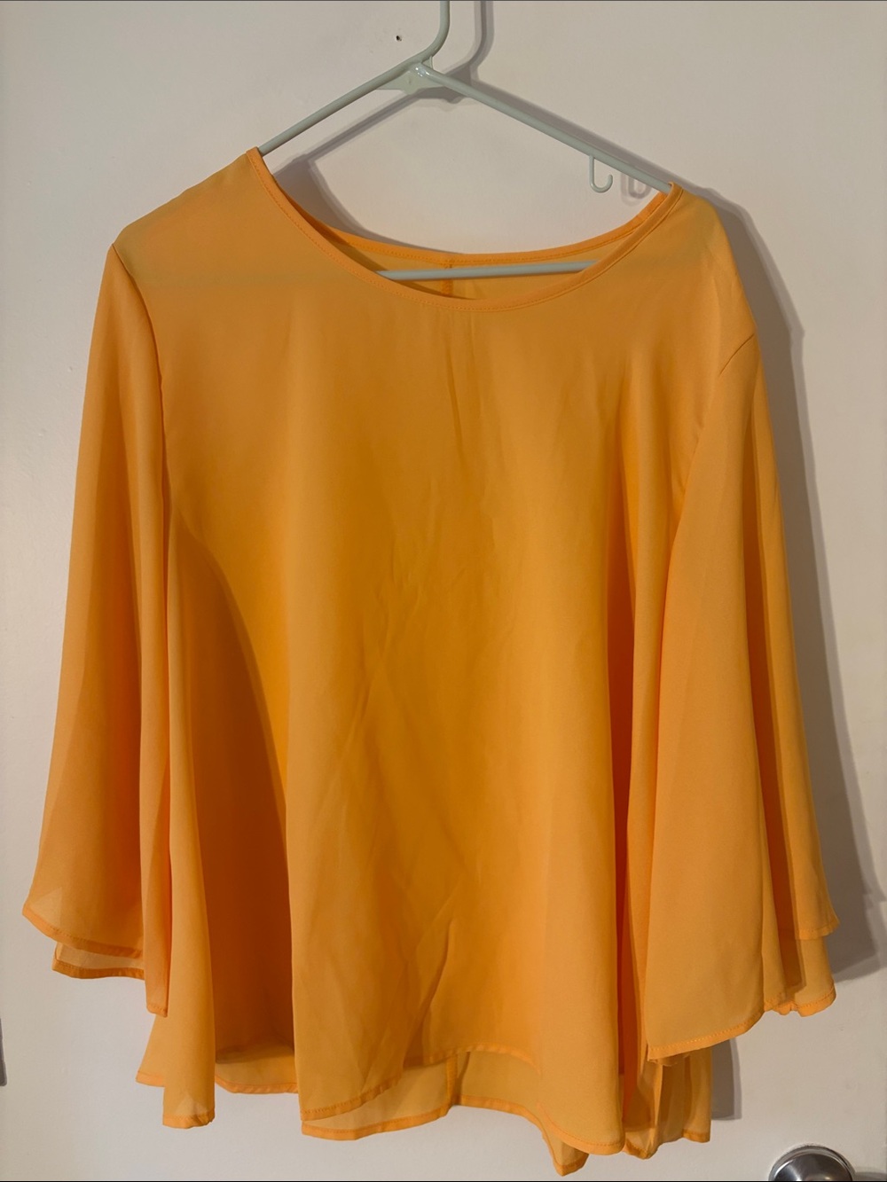 Flowy Women's Orange Blouse - Lightweight Long Sleeve Top